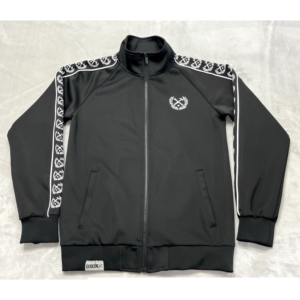 Dixxon Flannel RUN DFC Track Jacket Men Small Black Full Zip Stretch Ribbed Cuff